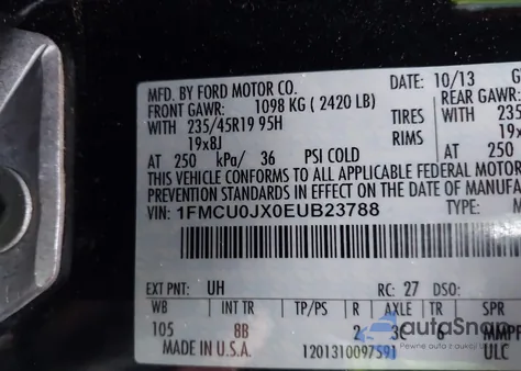 2014 Ford Escape Titanium from USA, damaged, VIN 1FMCU0JX0EUB23788